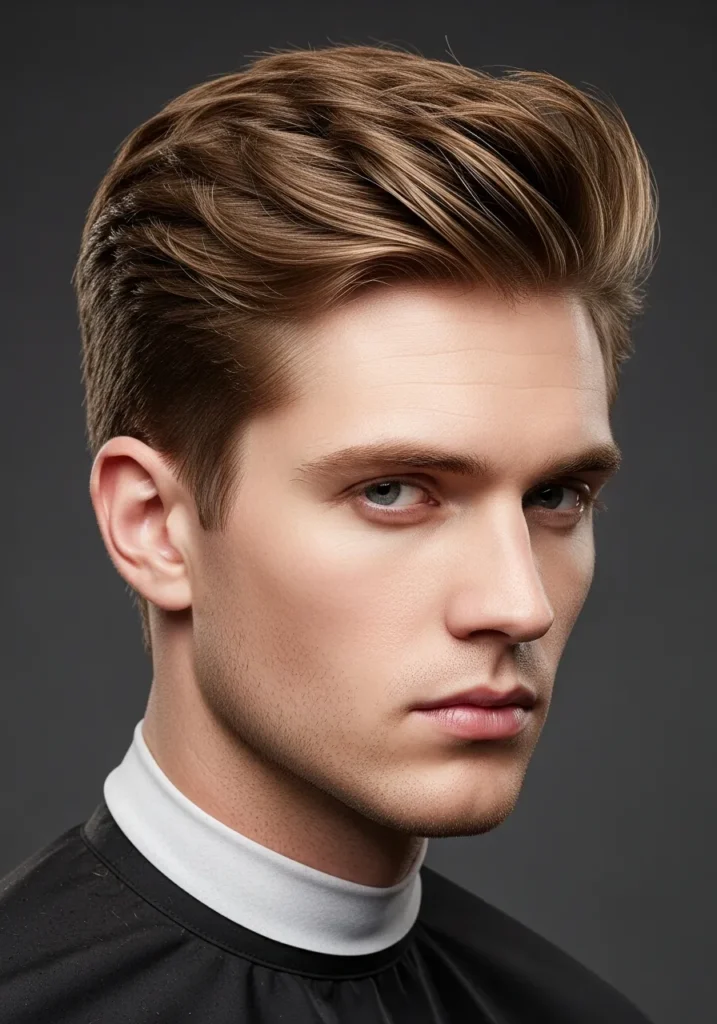23 Stylish Haircuts for Long Face Men 18 Textured Brush-Up with Side Width