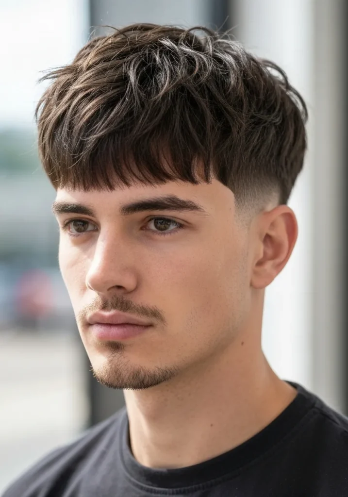 23 Stylish Haircuts for Long Face Men 8 Textured Fringe Crop