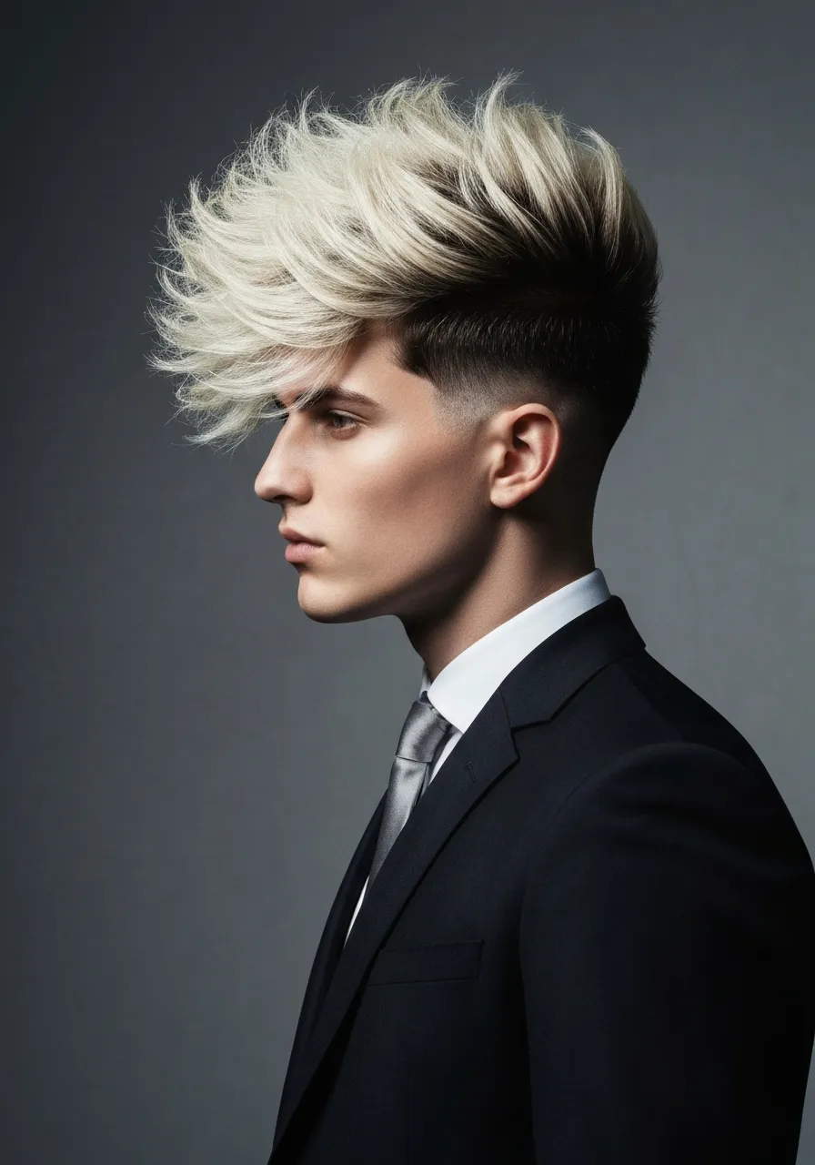 Two-tone contrast hairstyle for men with bold color separation