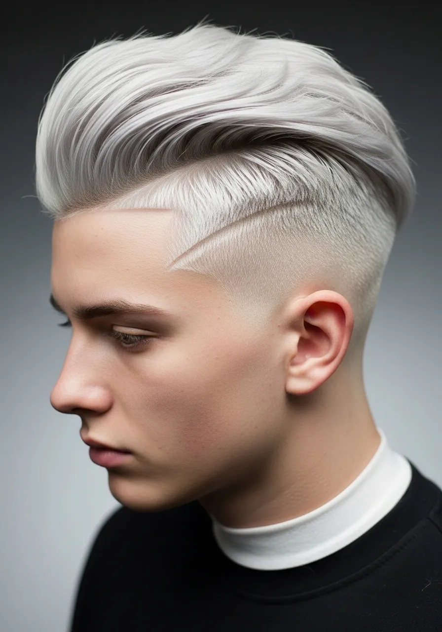 25 Stunning White Hair Looks for Men 22 White Hair with Hard Part.