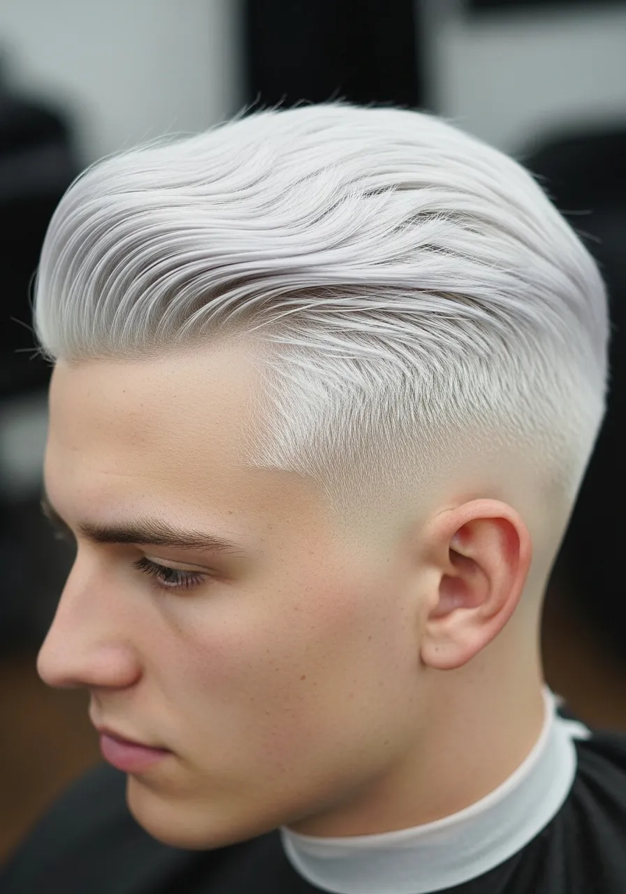 25 Stunning White Hair Looks for Men 21 White Hair with Low Fade