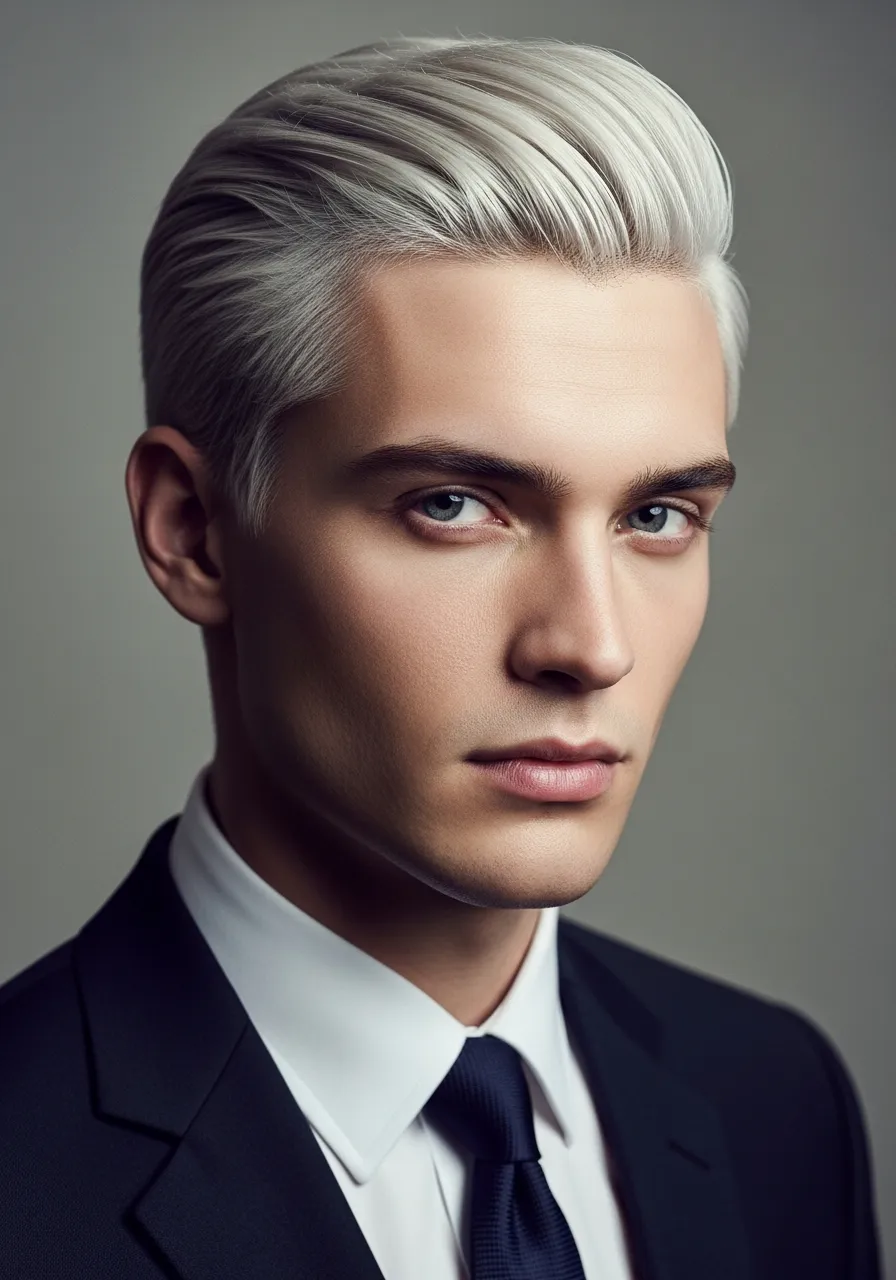 25 Stunning White Hair Looks for Men 14 White Hair with Side Part.