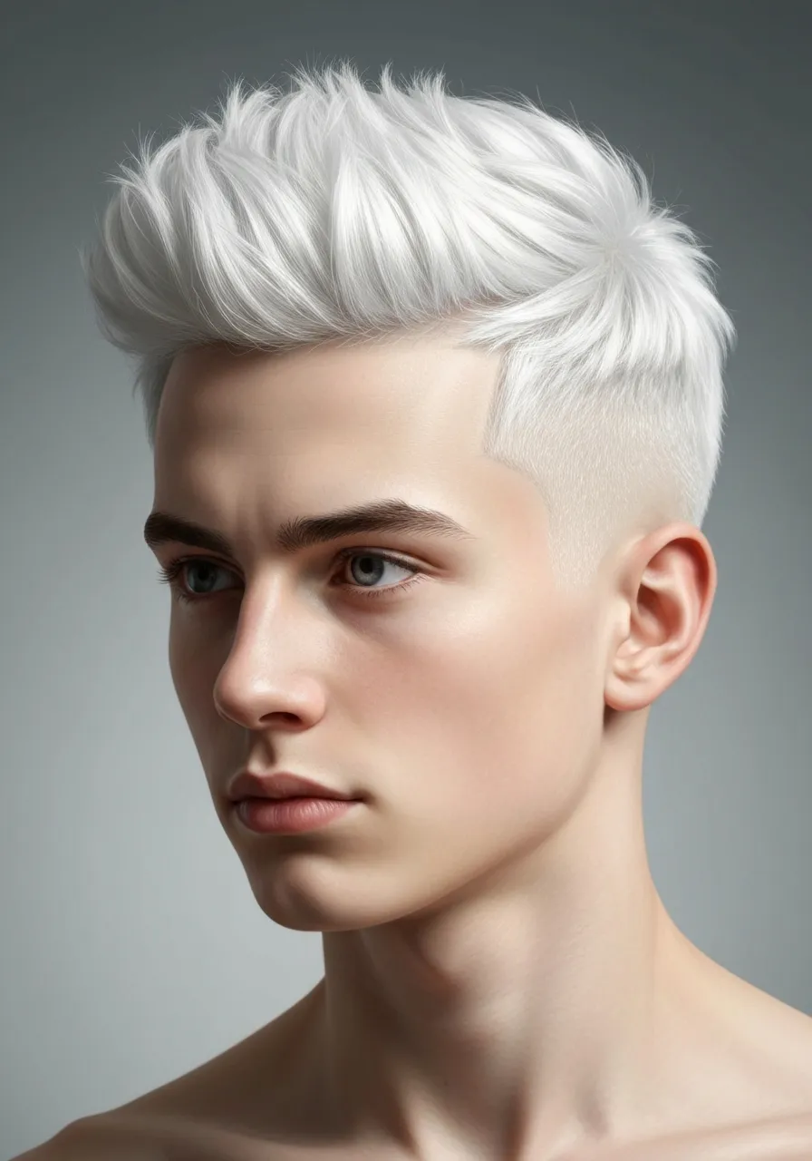 25 Stunning White Hair Looks for Men 3 White Hair with Skin Fade