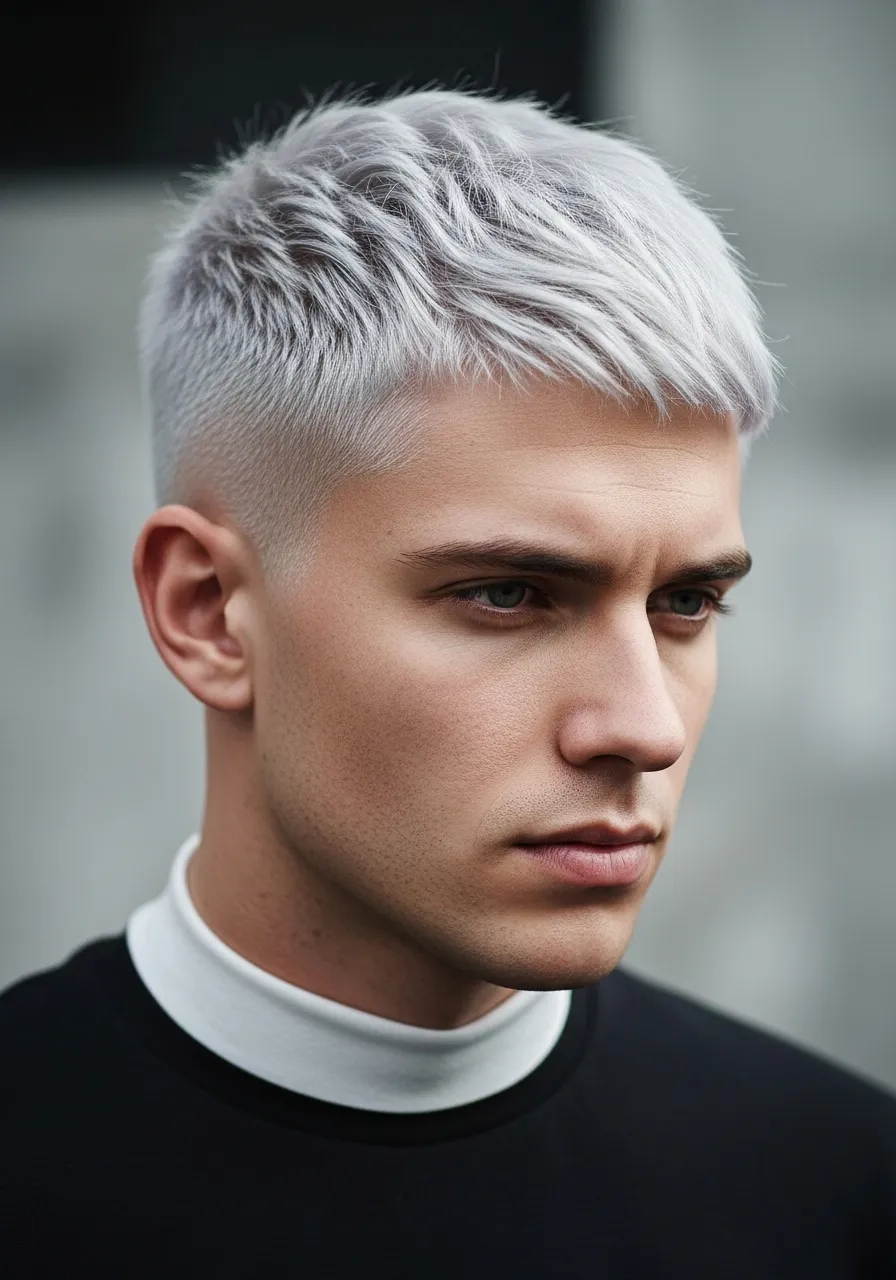 25 Stunning White Hair Looks for Men 16 White Hair with Temple Fade.
