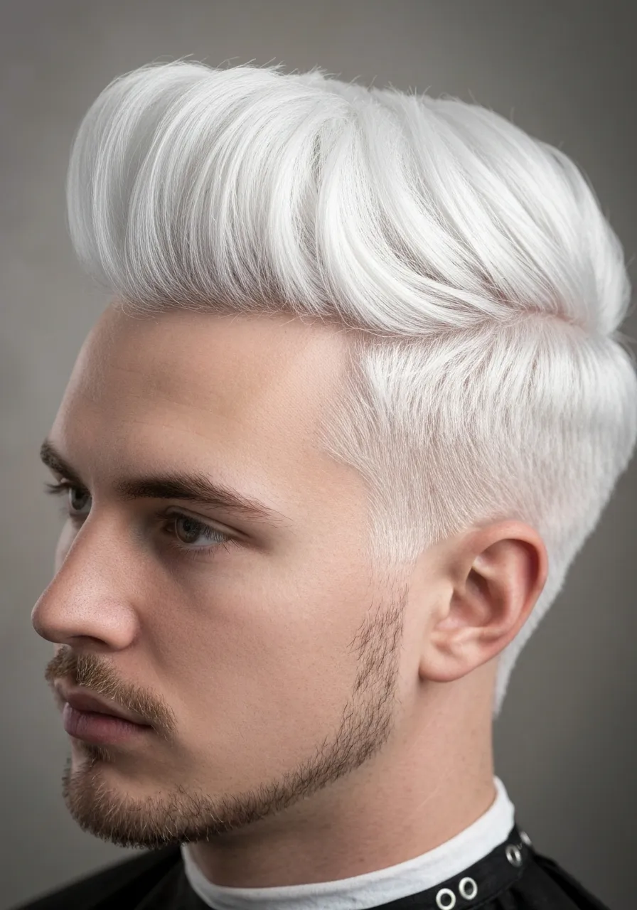 25 Stunning White Hair Looks for Men 8 White Pompadour.