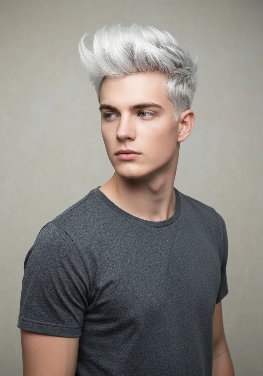 25 Stunning White Hair Looks for Men 5 White Textured Quiff