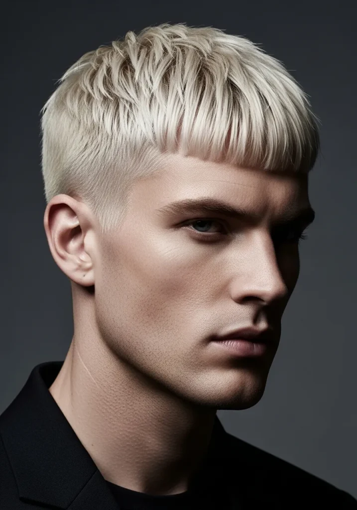 21 Modern Short Blonde Haircuts for Men 8 Bleached French Crop