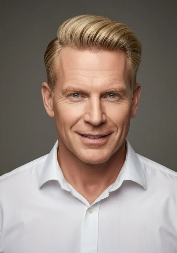 21 Modern Short Blonde Haircuts for Men 9 Blonde Short Pompadour