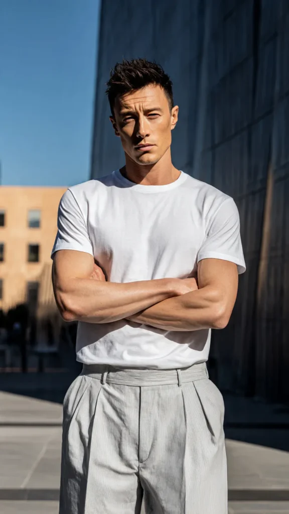 Casual T-Shirt with Pleated Pants