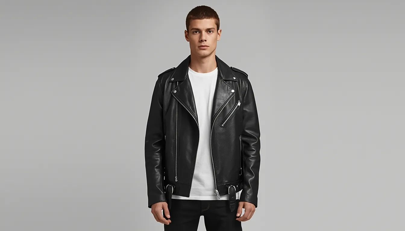 Classic Double Rider Jacket with White Tee 1