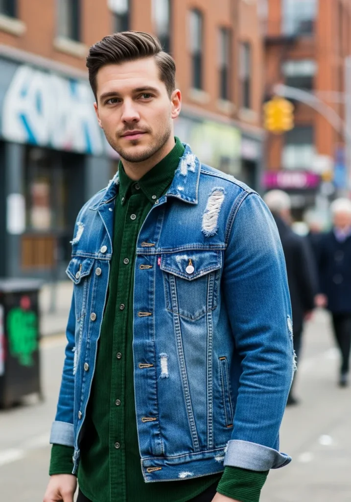 23 Trendy Corduroy Shirt Outfit Ideas 20 Corduroy Shirt with Denim Jacket Layer