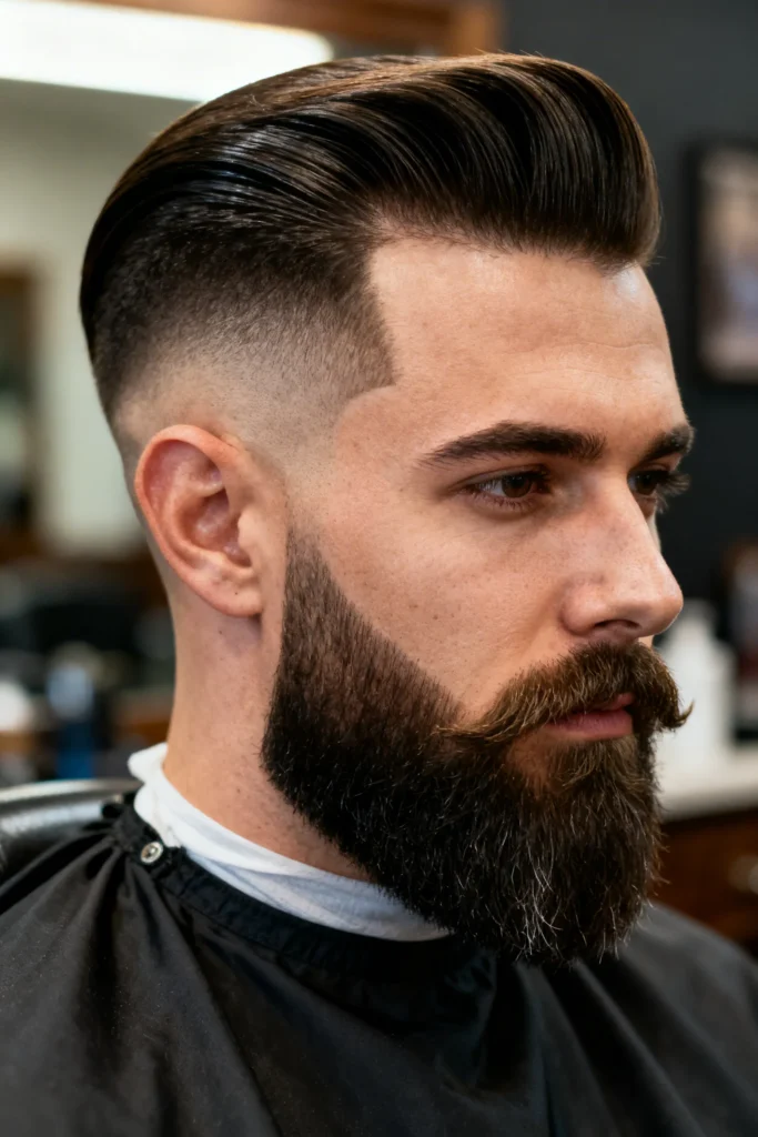 24 Stylish Ducktail Beard Ideas for Men 4 Ducktail Beard with Fade