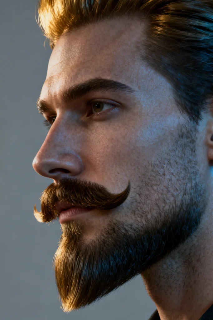24 Stylish Ducktail Beard Ideas for Men 6 Ducktail Beard with Mustache Blend