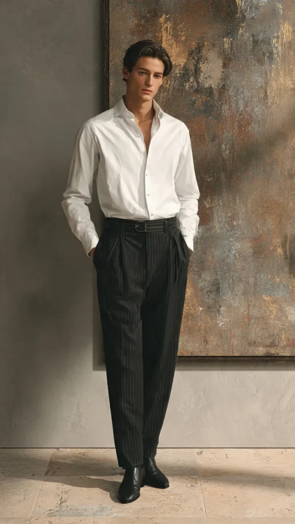 Formal Pleated Pants with Dress Shoes