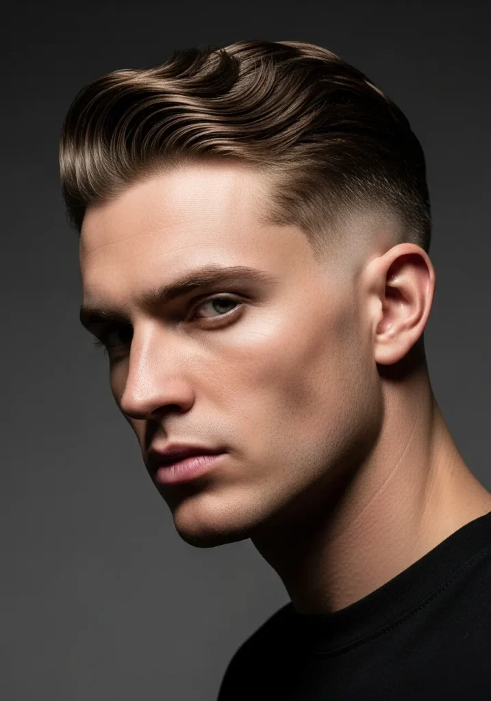 Mid Fade Wavy Slick Back