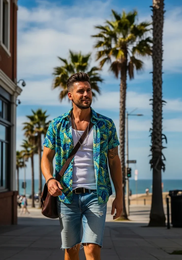 Open Shirt over Tank Top with Shorts