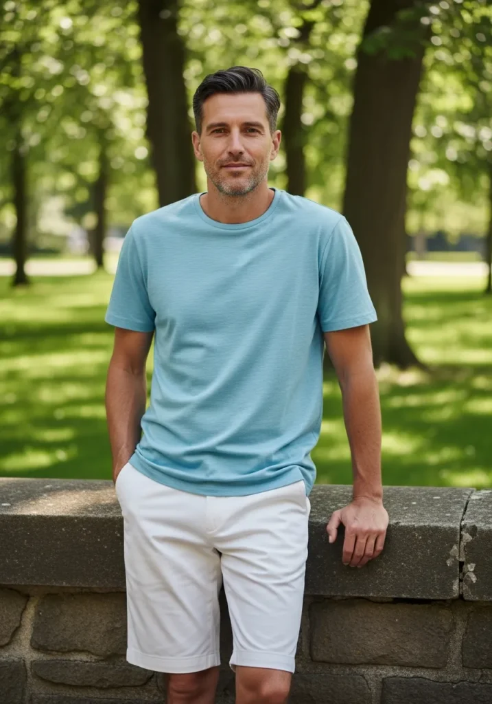 Pastel T-Shirt with White Shorts