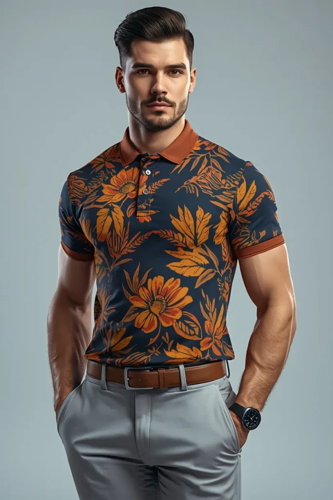 Patterned Polo Shirt Look