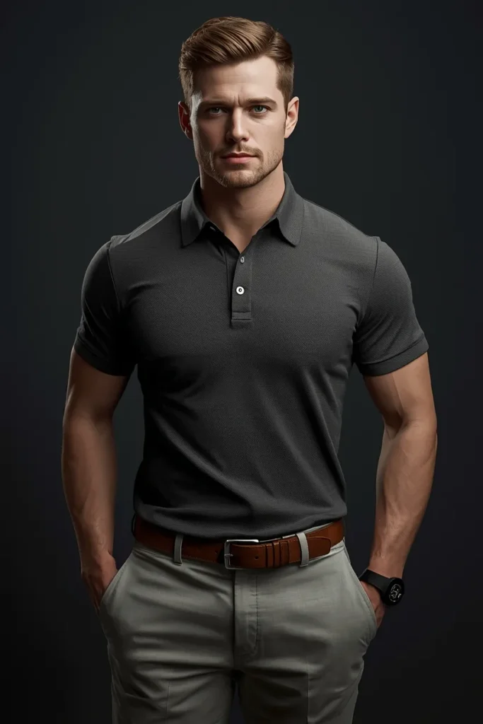 Polo Shirt Tucked with Belt