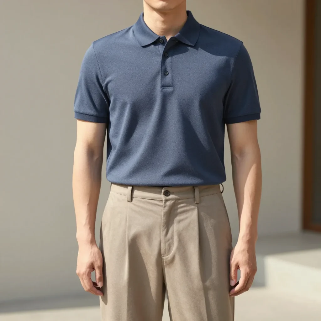 Polo Shirt with Pleated Wide Pants