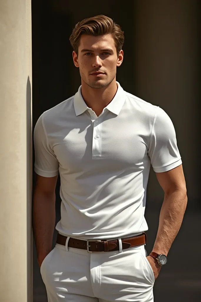 Polo Shirt with White Pants
