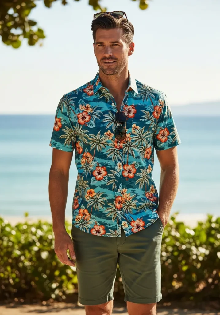 Printed Shirt with Solid Shorts