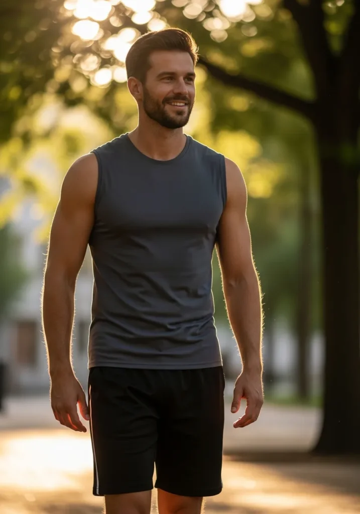 Sleeveless Tee with Athletic Shorts