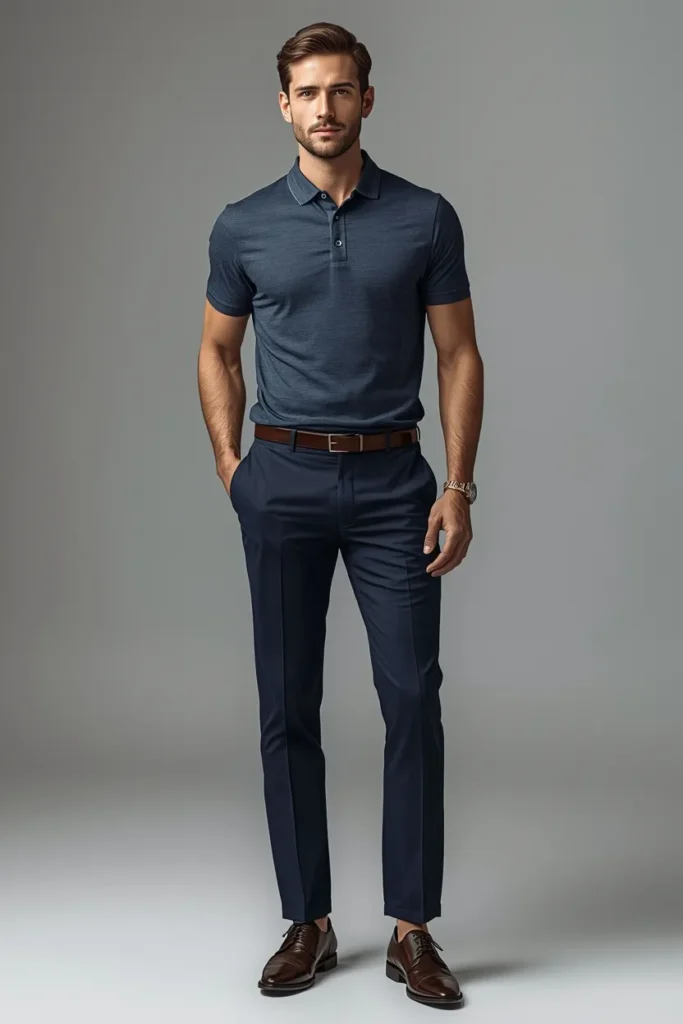 Slim-Fit Polo with Dress Shoes