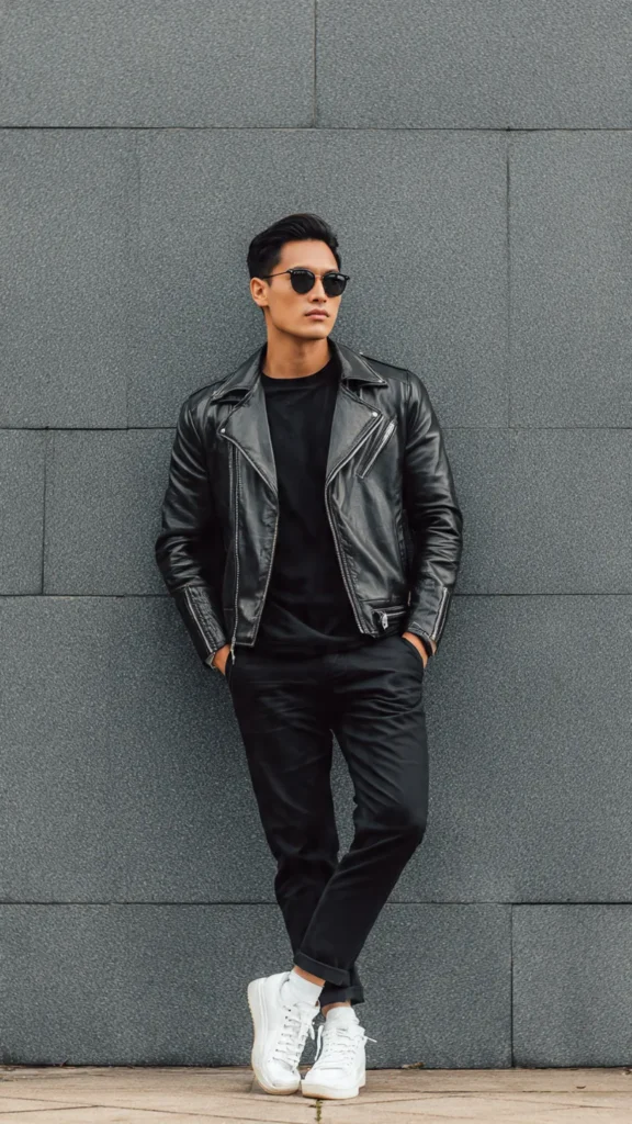 Urban Cool with a Leather Biker Jacket