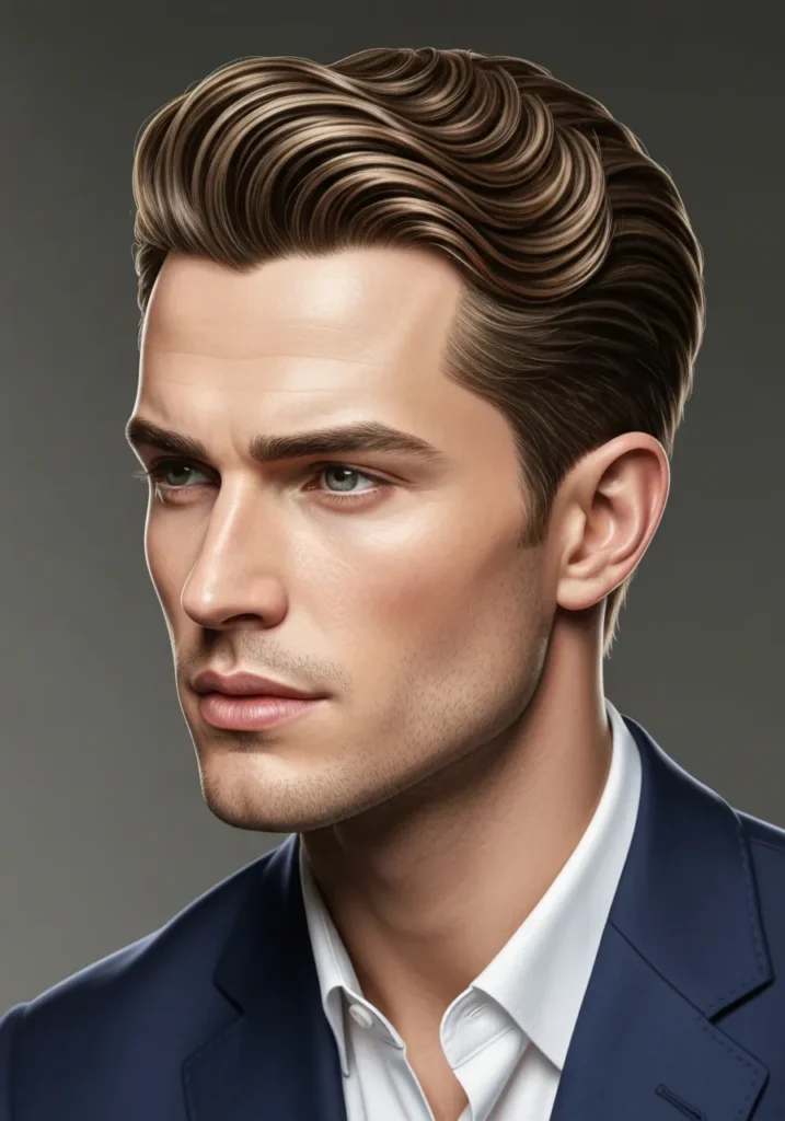 Wavy Slick Back with Hard Part