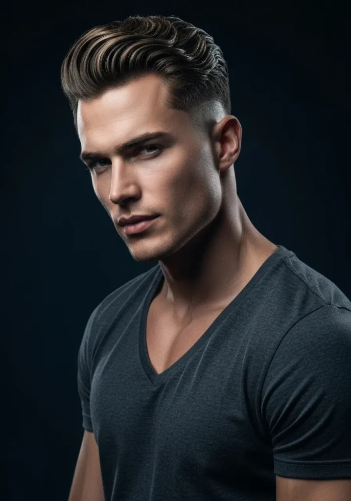 Wavy Slick Back with Skin Fade