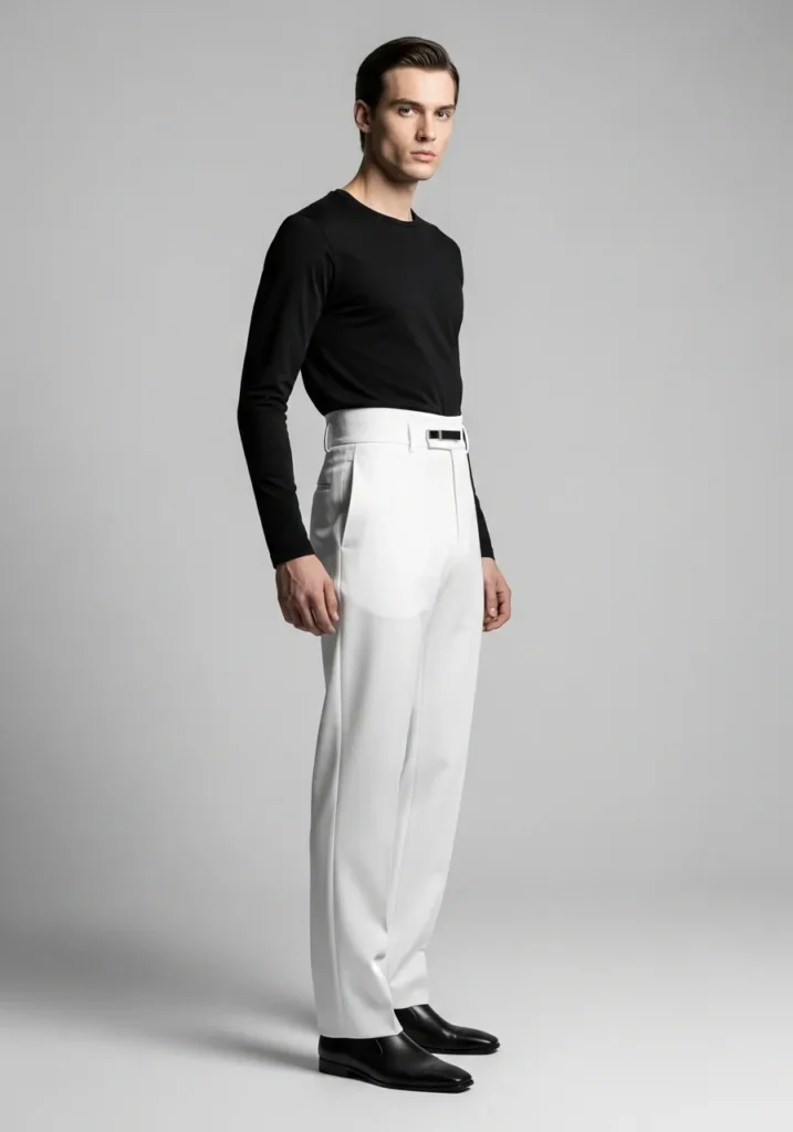 White Pants with Monochrome Outfit