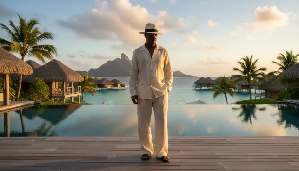 Right-click to download cream linen and panama hat accessory