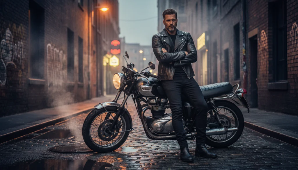 The Edgy Rocker with a Leather Biker Jacket
