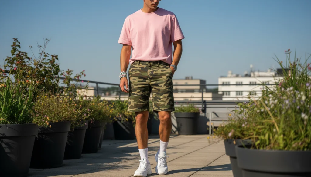 25 Stylish Camo Shorts Outfits for Men to Rock This Summer 20 image 554