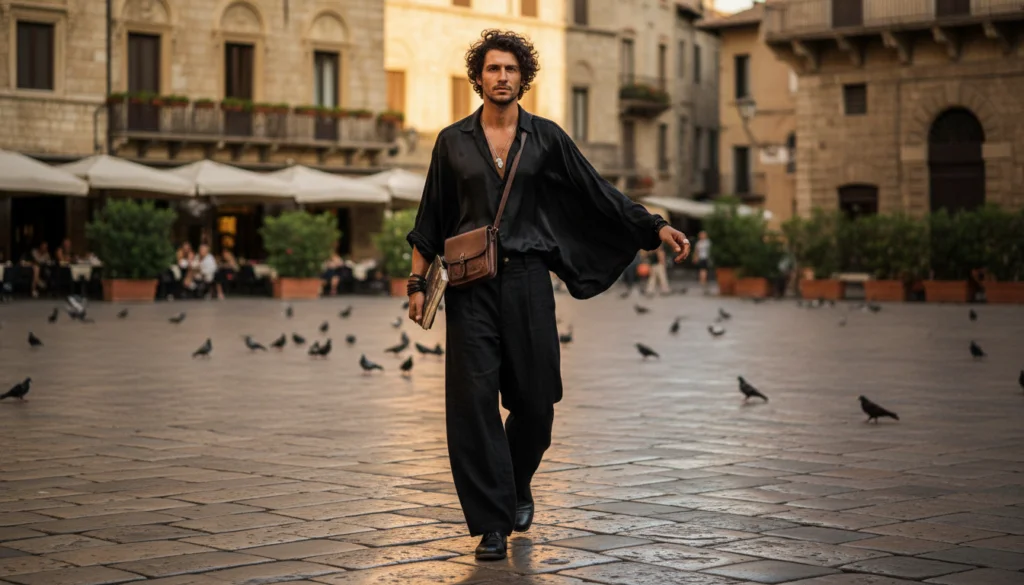 The Modern Bohemian with Wide-Leg Trousers