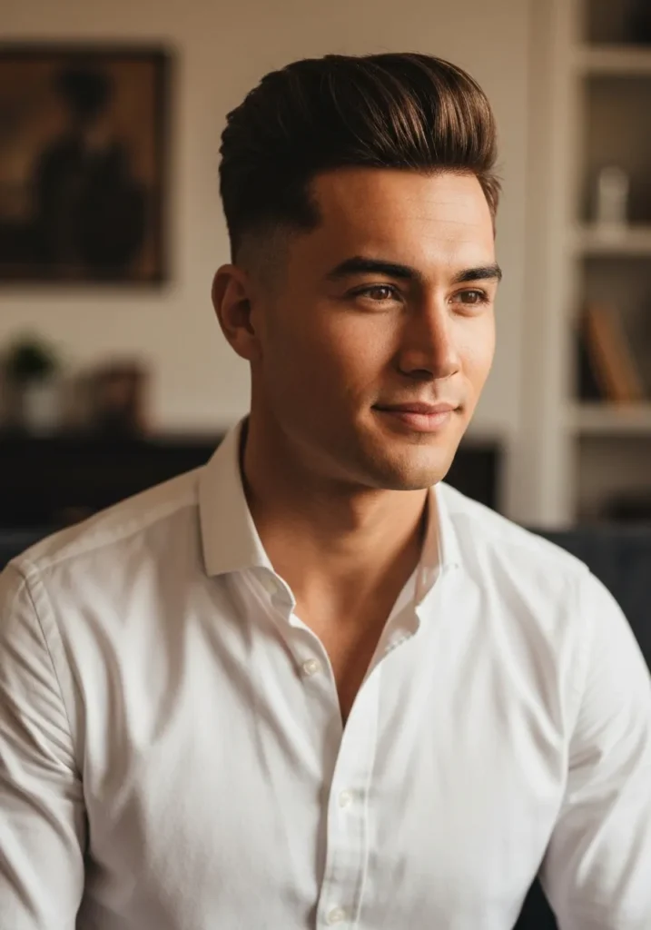 Natural Finish Undercut Pompadour