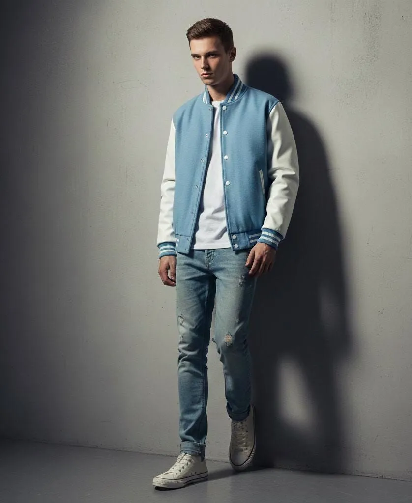 Retro Varsity Jacket with Slim Jeans