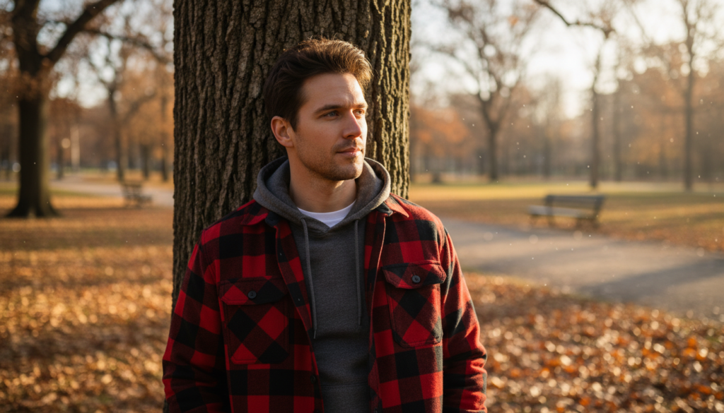 hoodie and flannel shirt combo