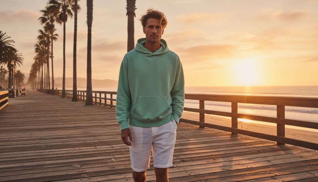 summer shorts and hoodie